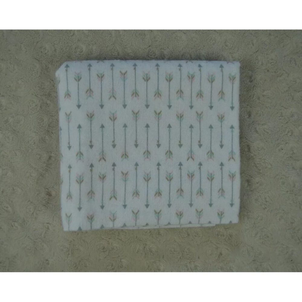 Luvable Friends Arrows Baby Receiving Blanket Flannel White Gray Green Pink